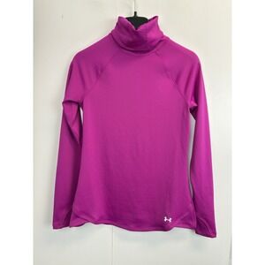 UNDER ARMOUR Fitted ColdGear Mock Neck Top Fuchsia Women's‎ S Tumbhole Face Mask